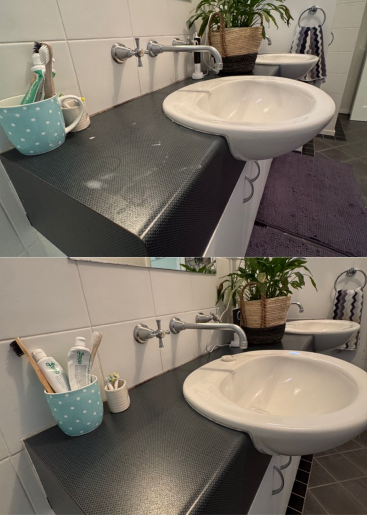 Vessel Sink Detail — before and after