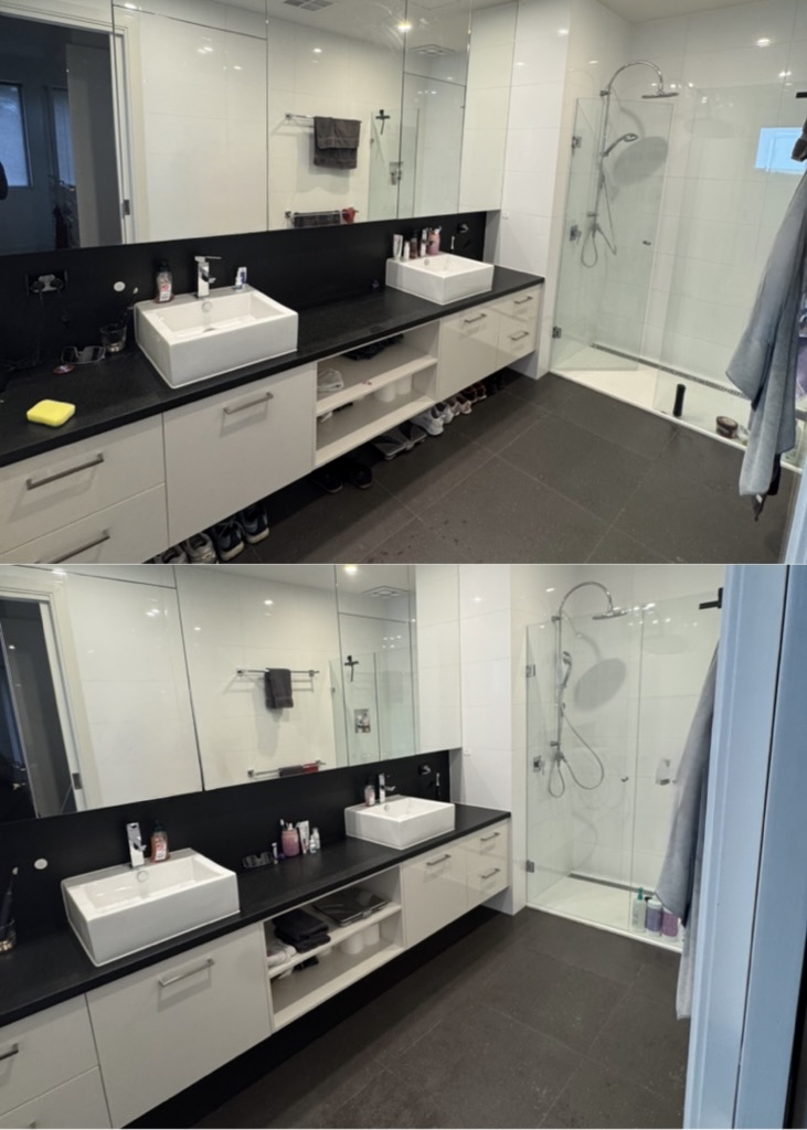 Master Bathroom Deep Clean — before and after